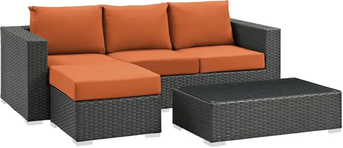 Modway Sojourn 3 Piece Outdoor Patio Sunbrella Sectional Set