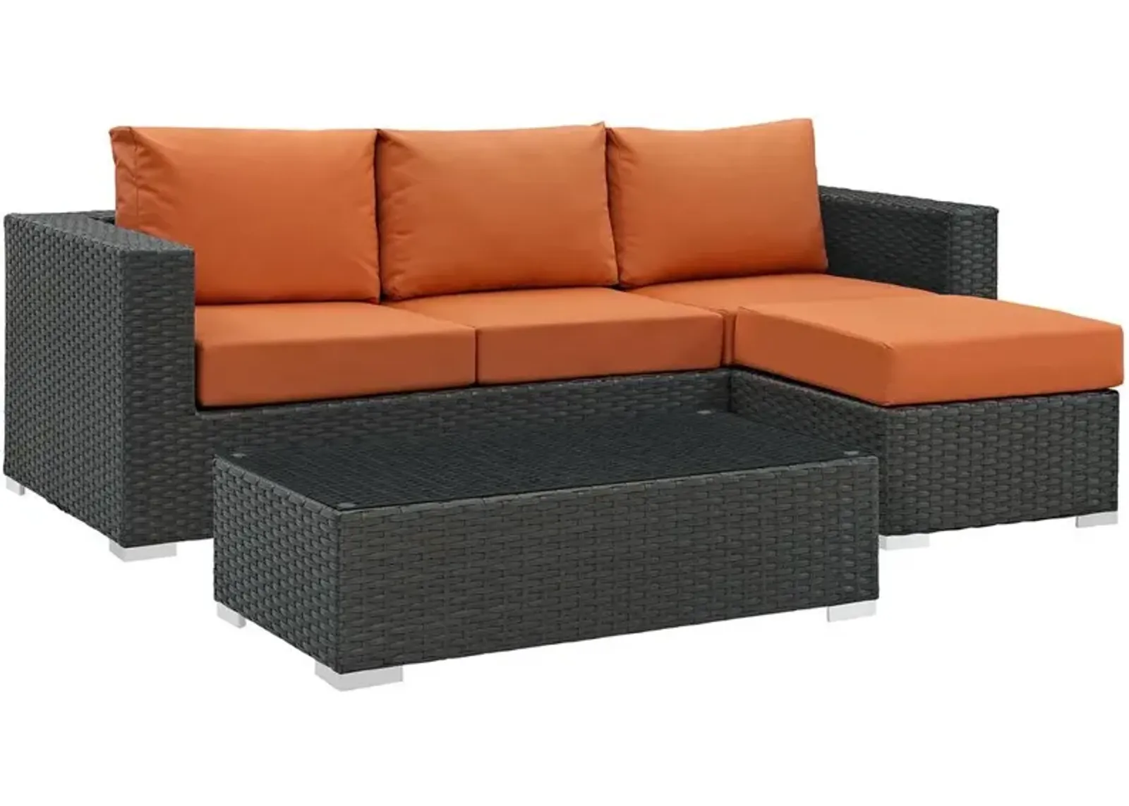 Modway Sojourn 3 Piece Outdoor Patio Sunbrella Sectional Set