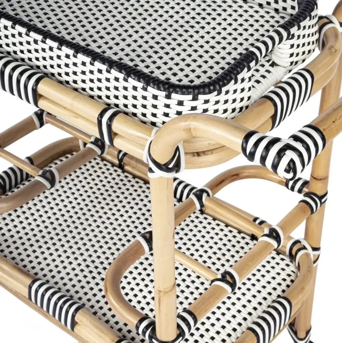 Rattan Weave Bar Cart, Black & White, Belen Kox