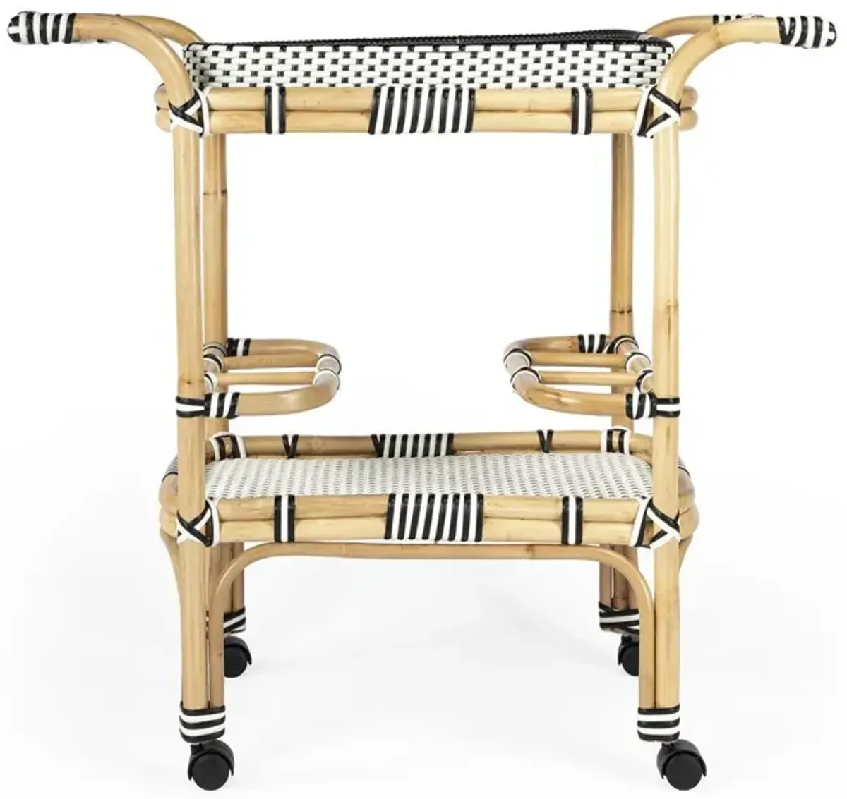 Rattan Weave Bar Cart, Black & White, Belen Kox