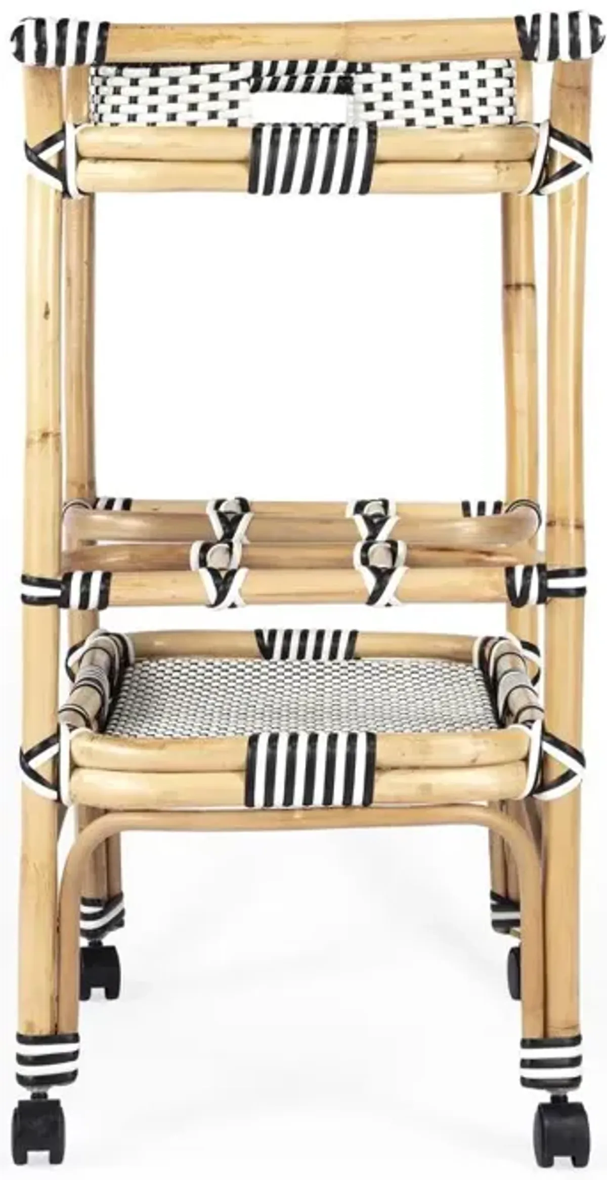 Rattan Weave Bar Cart, Black & White, Belen Kox