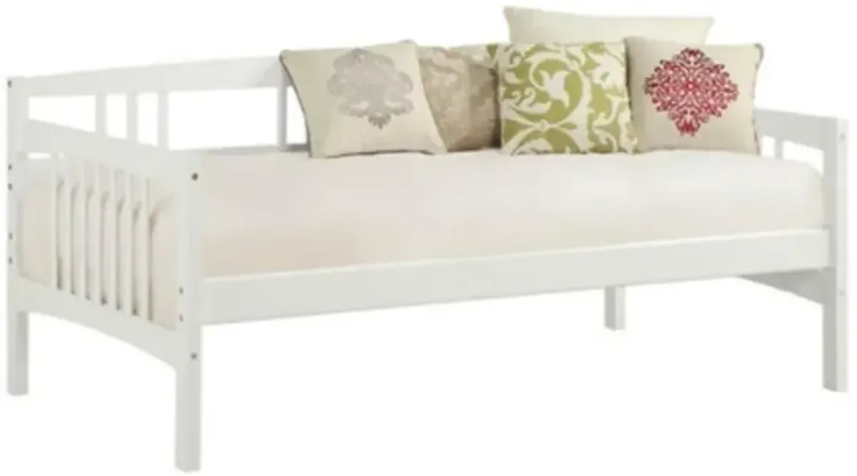 Hivvago Twin size Traditional Pine Wood Day Bed Frame in White Finish