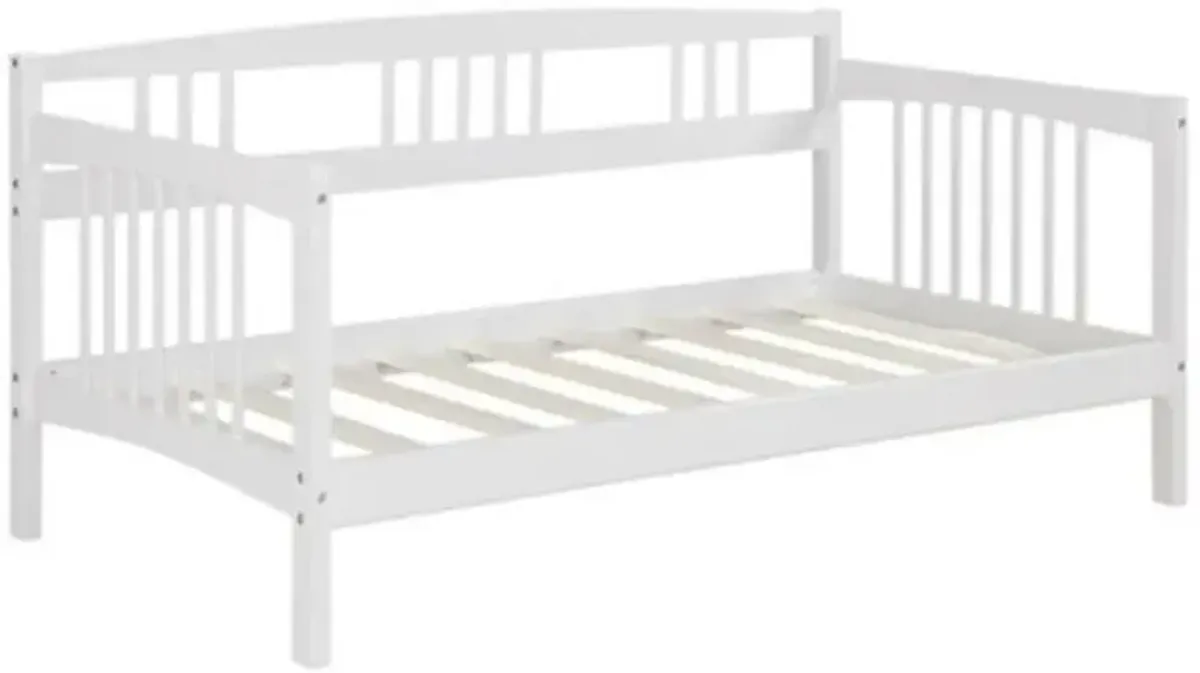 Hivvago Twin size Traditional Pine Wood Day Bed Frame in White Finish