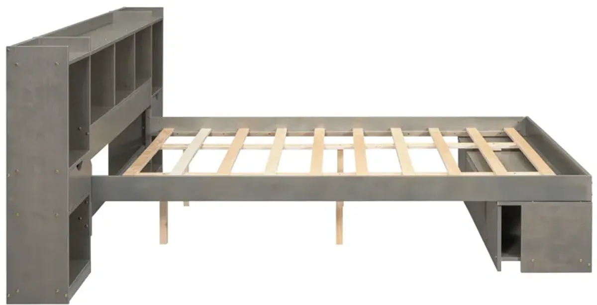 Merax Wood Platform Bed with Multi-storage Headboard