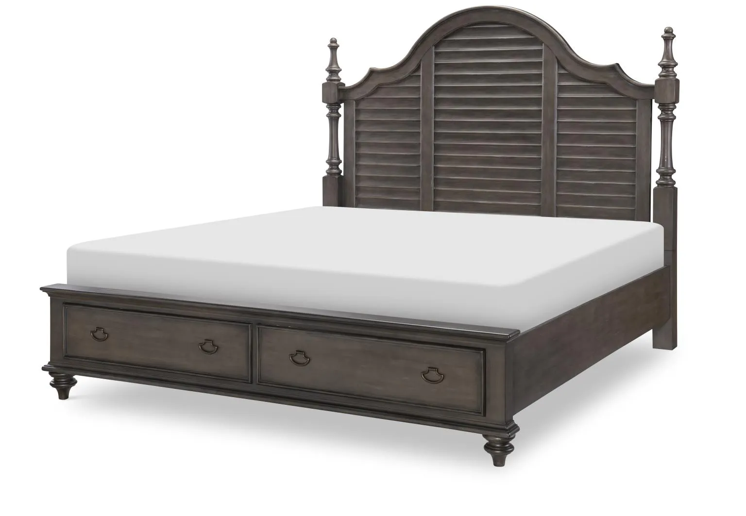 Kingston Louvered Cal King Poster Bed w/Storage