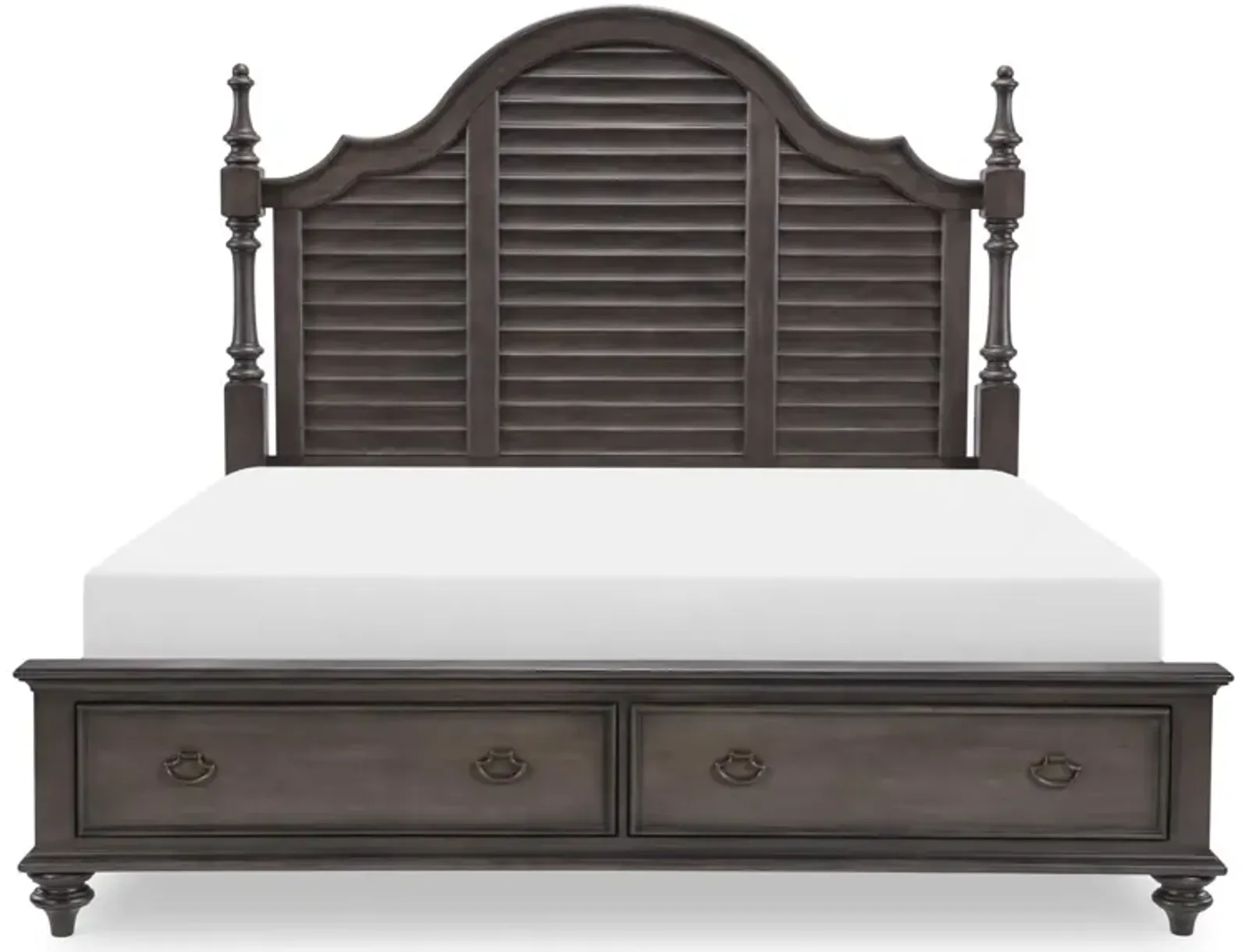 Kingston Louvered Cal King Poster Bed w/Storage