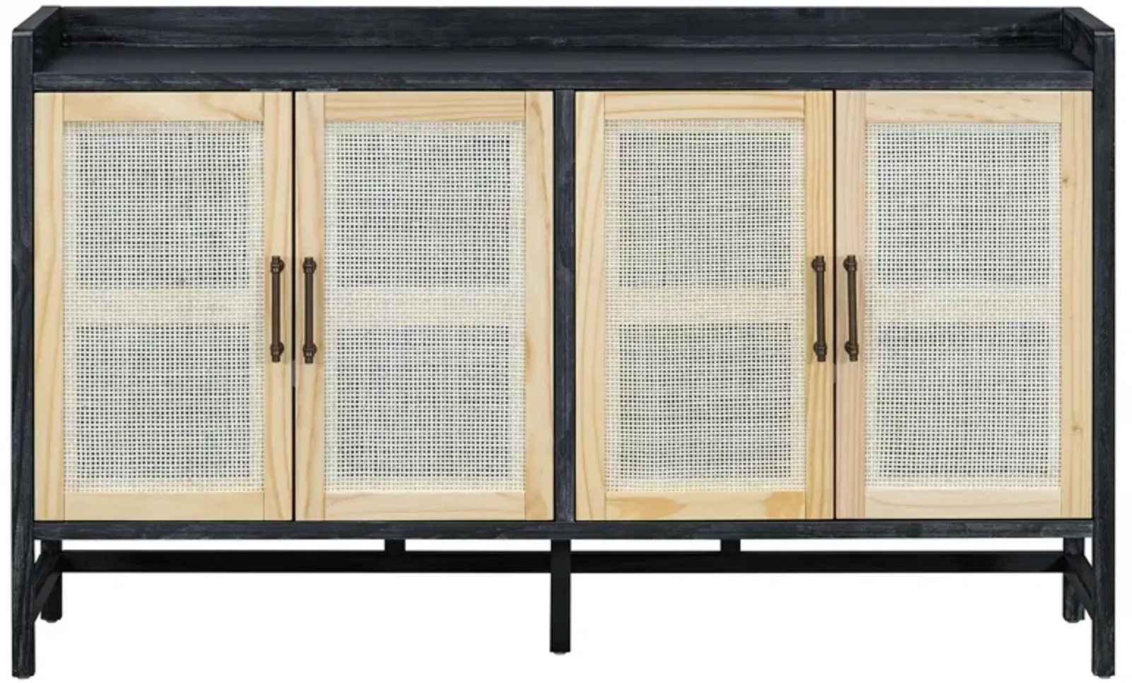 Merax Rustic Sideboard with Decorative Rattan Doors