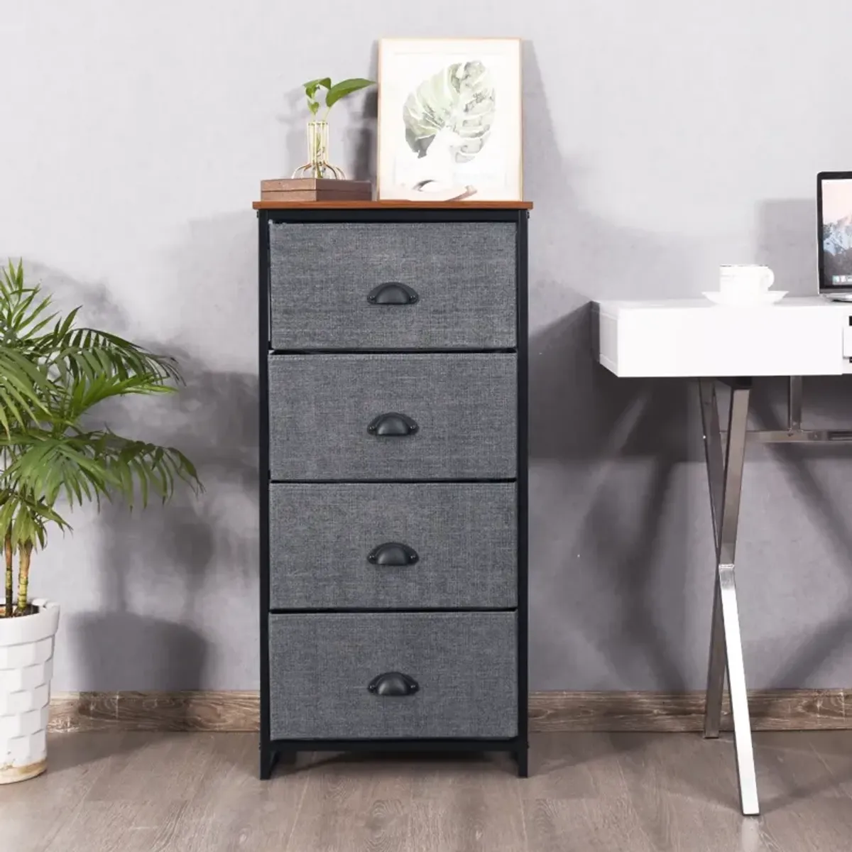 Chest Storage Tower Side Table Display Storage with 4 Drawers