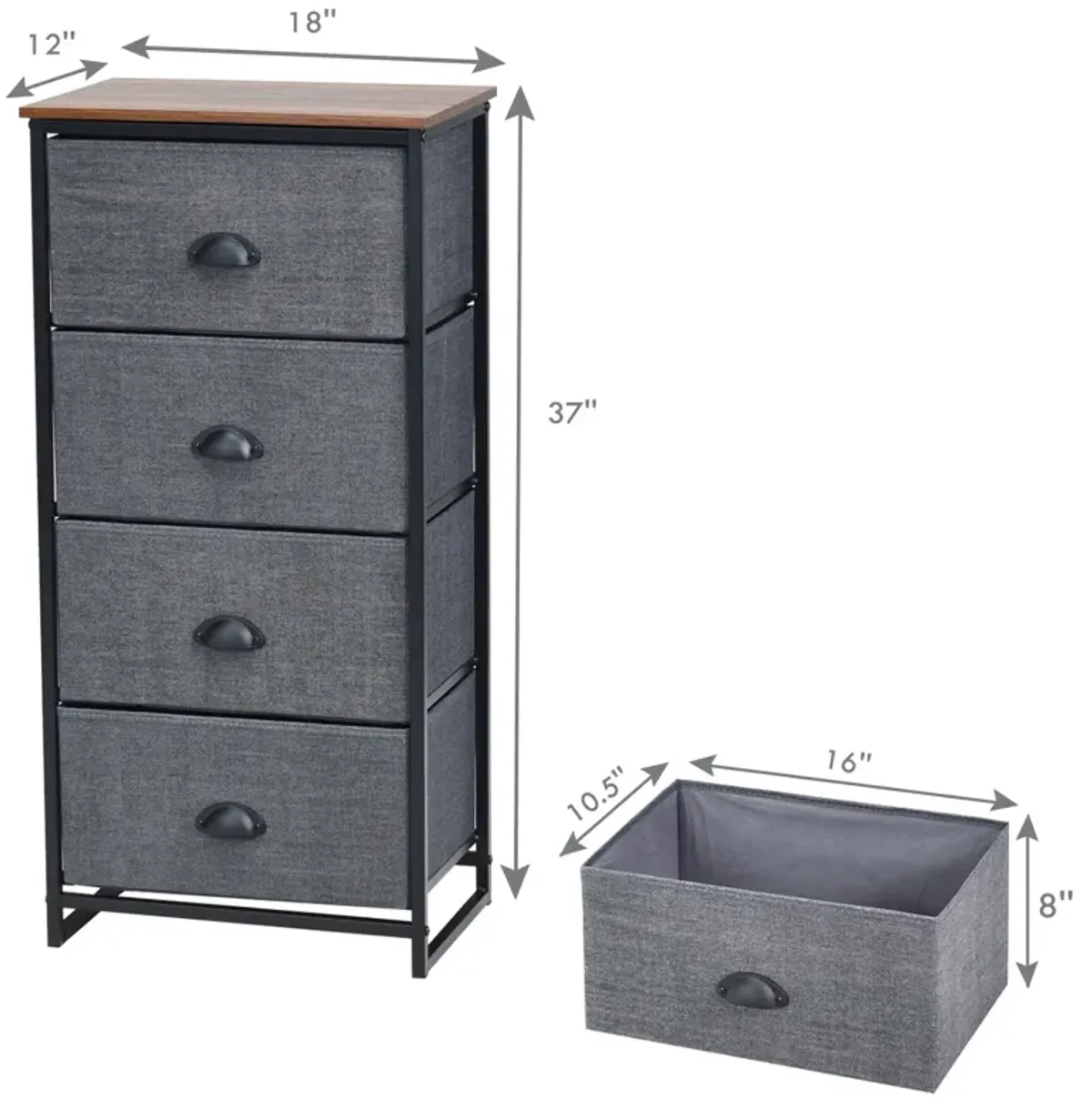 Chest Storage Tower Side Table Display Storage with 4 Drawers