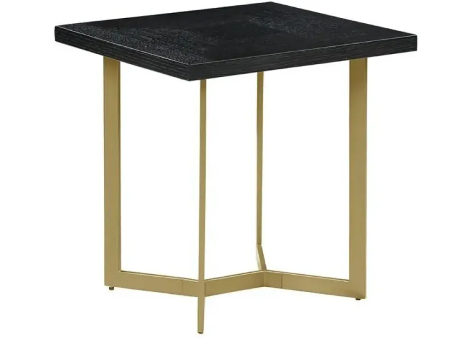 Black wood top end table w/ gold color iron legs