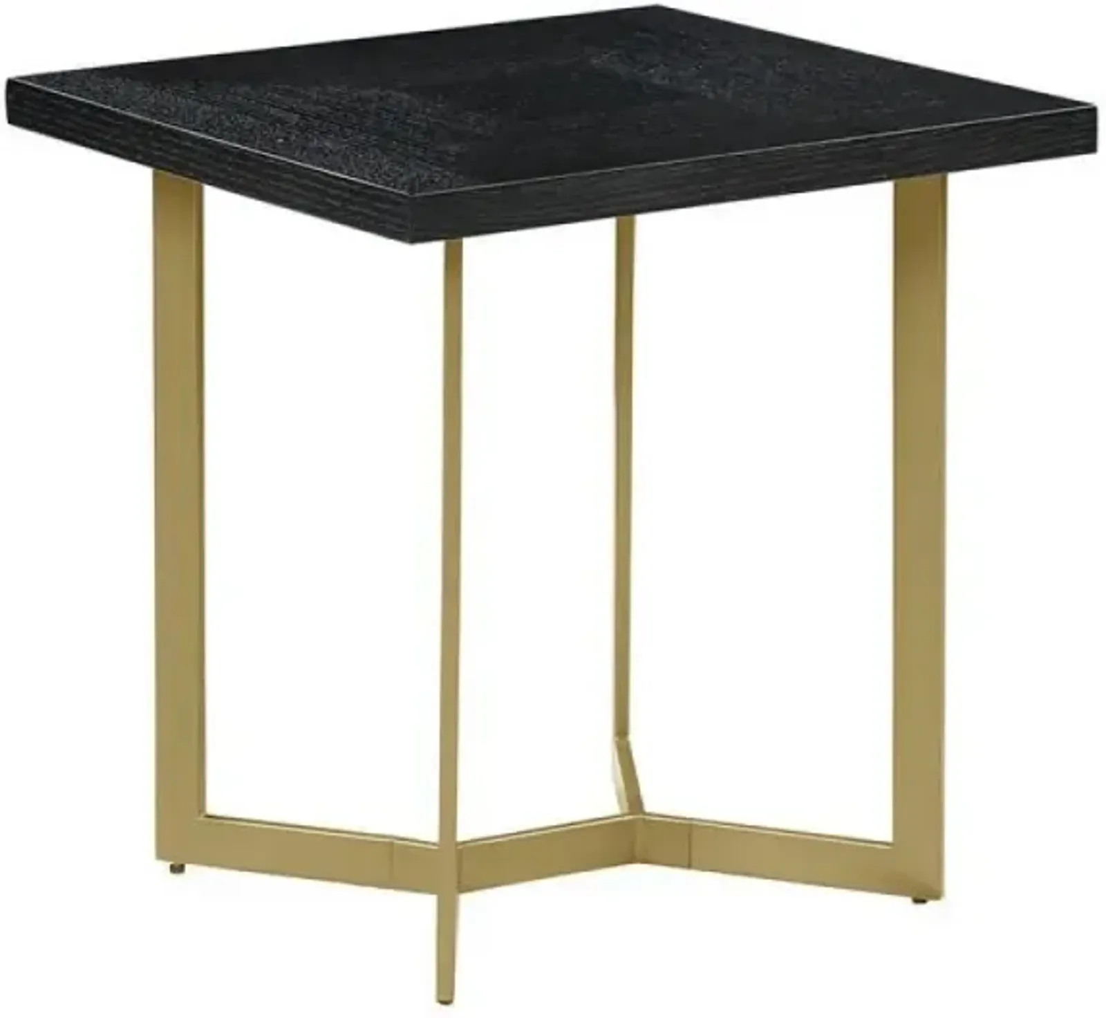 Black wood top end table w/ gold color iron legs