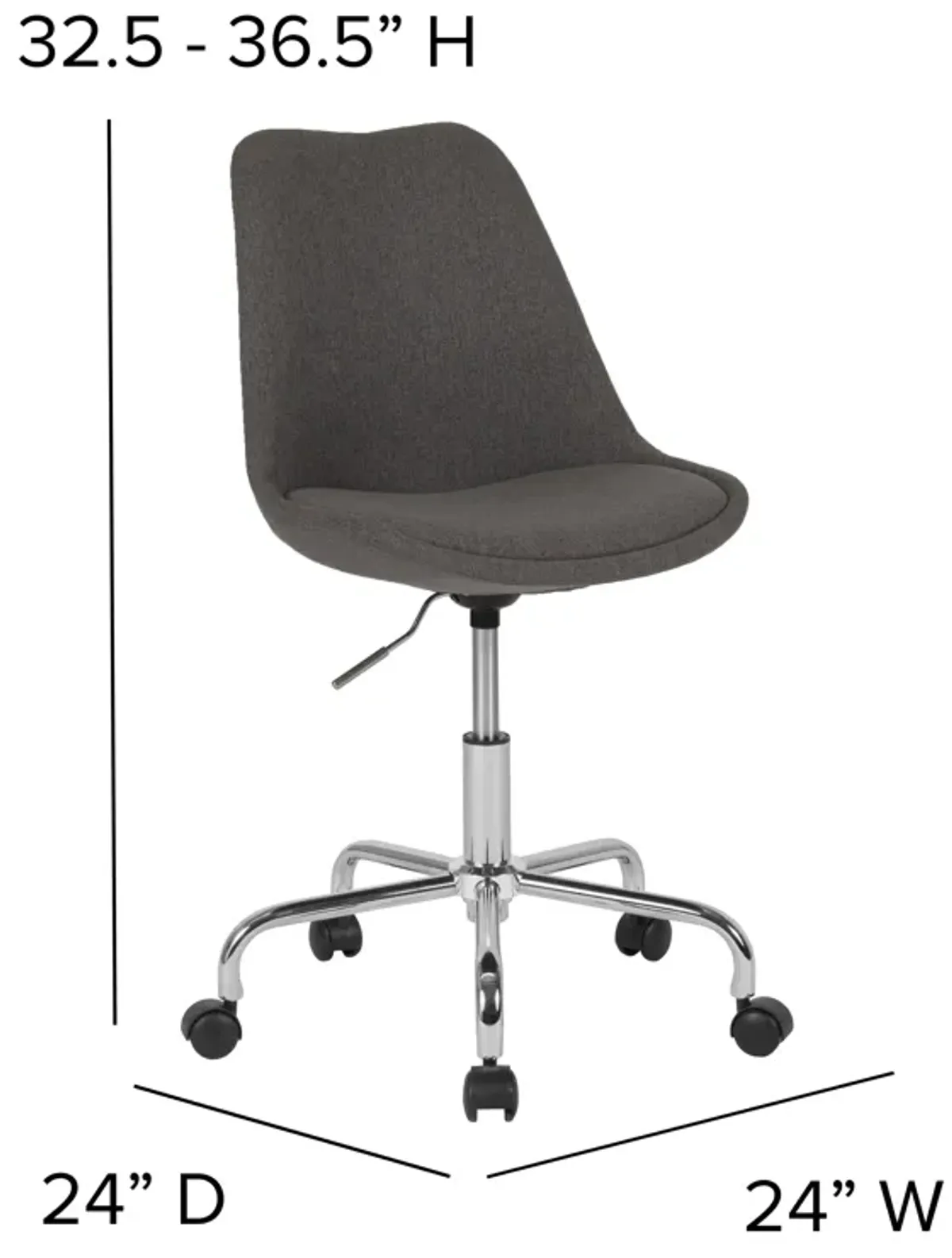 Aurora Series Mid-Back Fabric Task Office Chair with Pneumatic Lift and Chrome Base