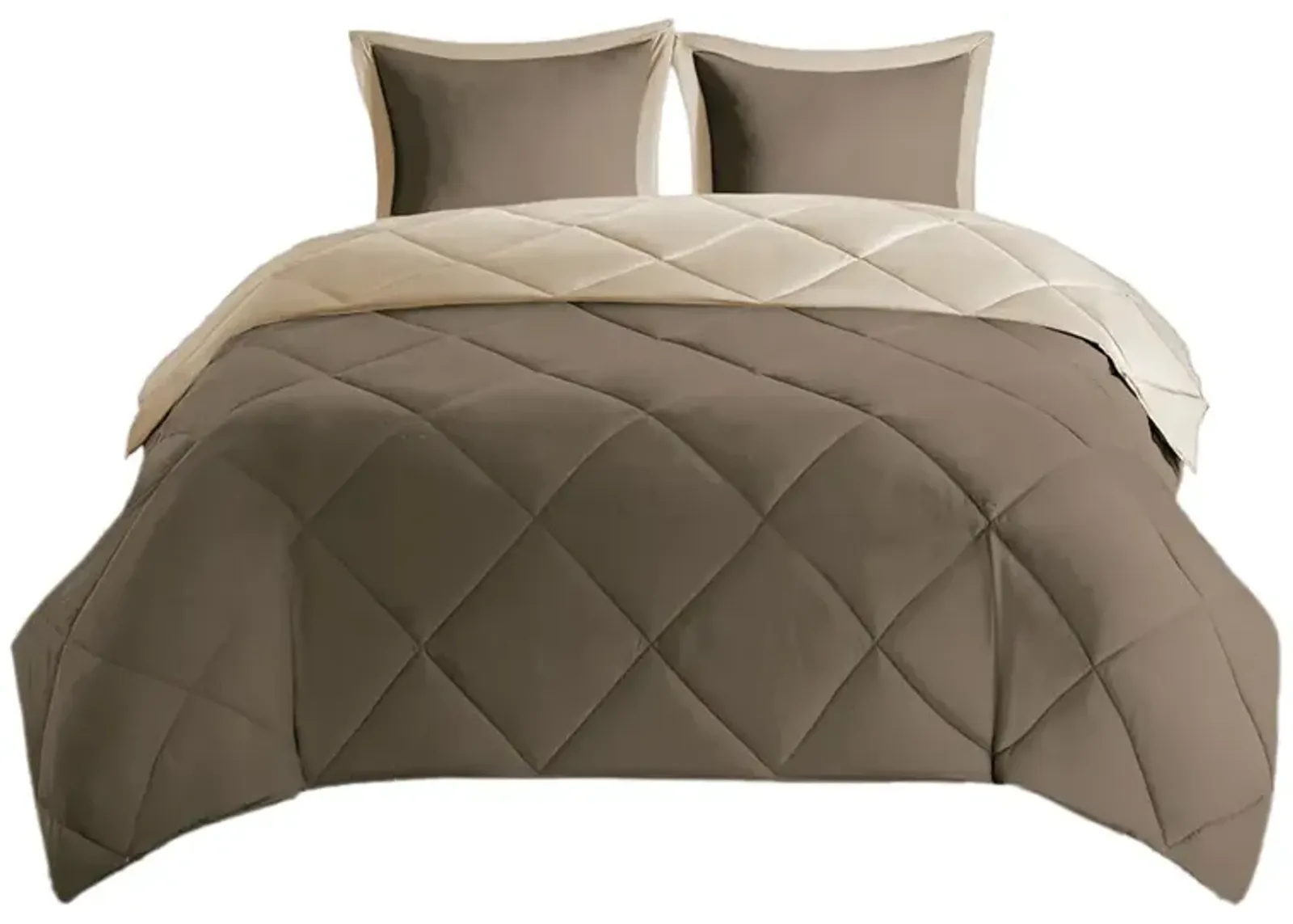 Gracie Mills Vicente Reversible Diamond Quilt Down Alternative Comforter Set with 3M Scotchgard Protection