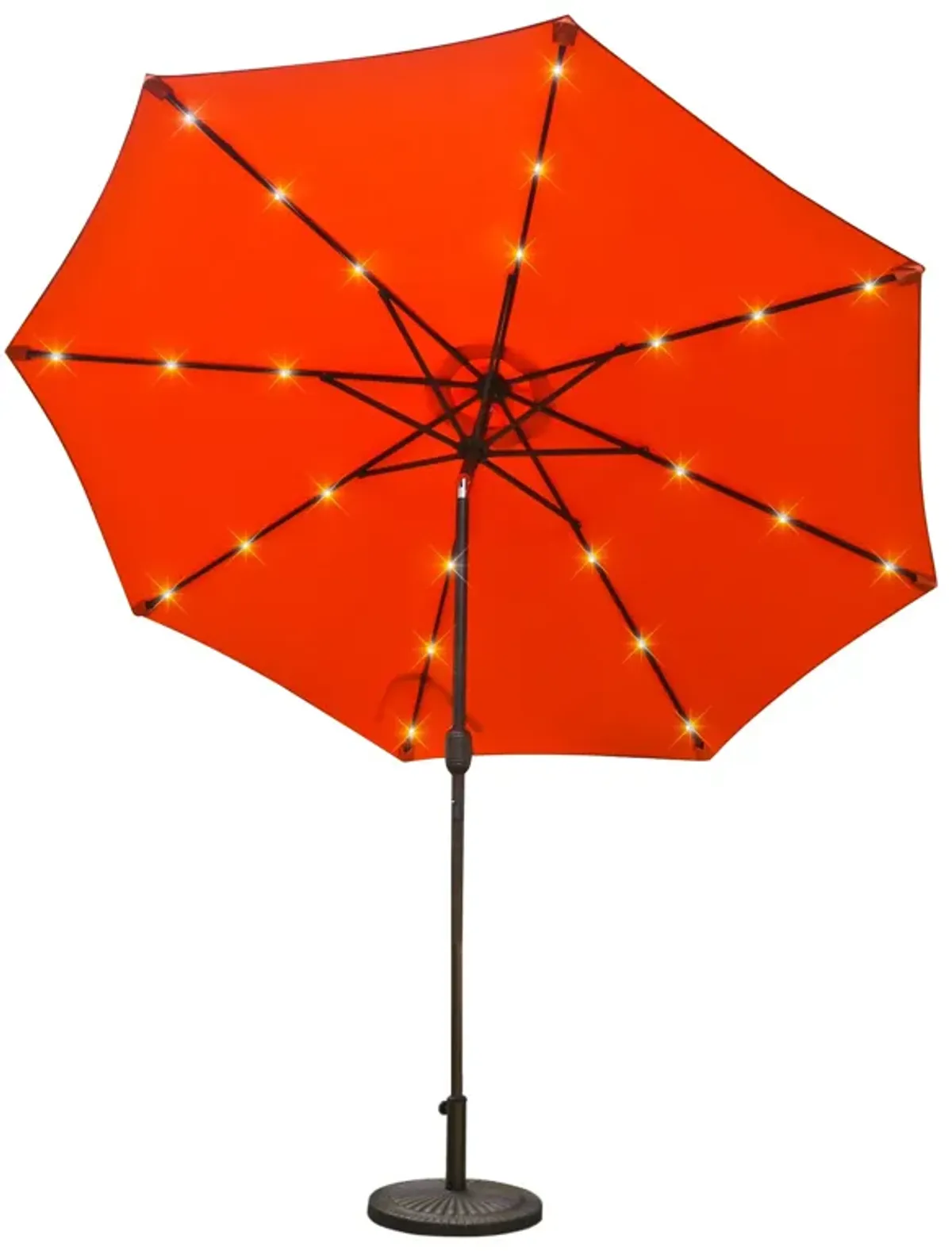 Mondawe 9ft Patio Umbrella Outdoor Market 32 LED Solar Umbrella with Tilt and Crank