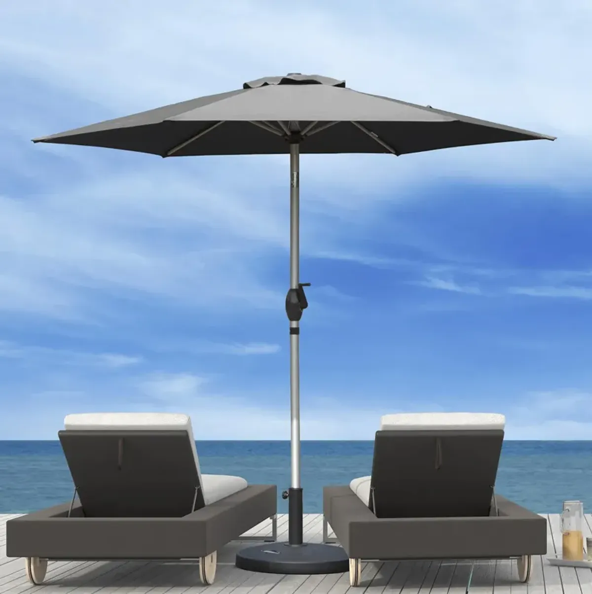 MONDAWE 7.5FT Patio Umbrella, Outdoor Table Umbrella with Push Button Tilt and Crank, UV Protection Waterproof Market Sun Umbrella with 8 Sturdy Ribs for Garden, Deck, Backyard, Pool