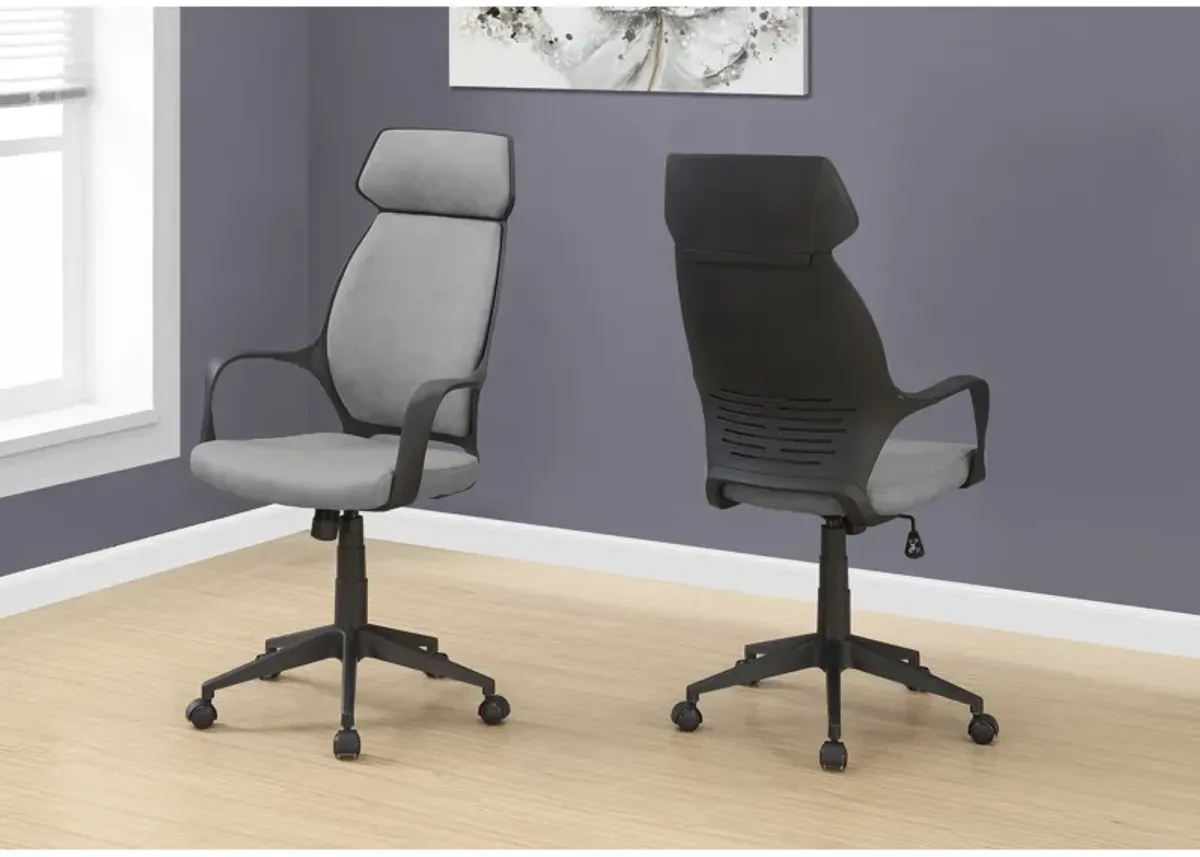 Monarch Specialties I 7250 Office Chair, Adjustable Height, Swivel, Ergonomic, Armrests, Computer Desk, Work, Metal, Fabric, Grey, Black, Contemporary, Modern