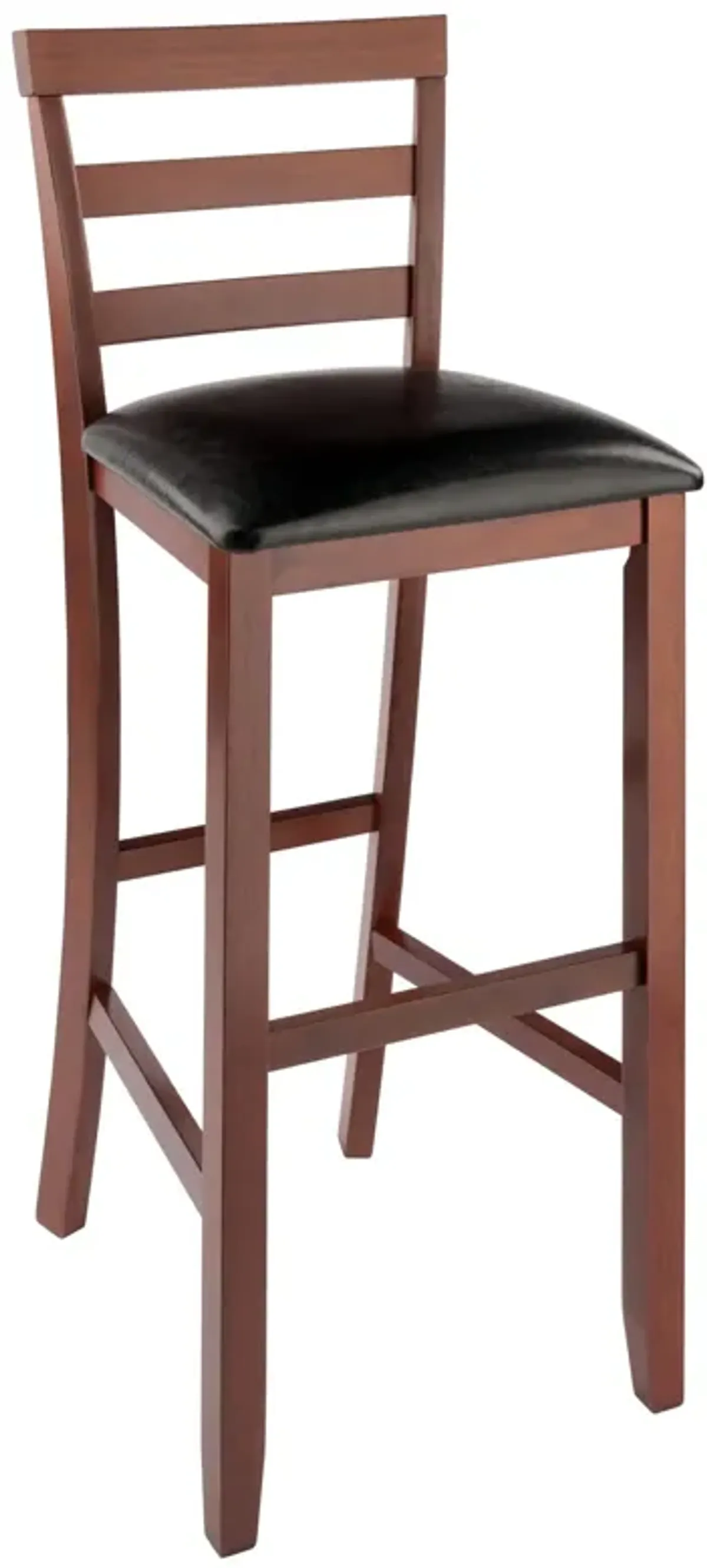 Ergode Simone 2-Piece Ladder Back Bar Stool Set - Black Faux Leather, Solid Wood Walnut Frame - Comfortable & Stylish Seating for Home Bar or Family Room - Easy Assembly & Replacement Parts Available