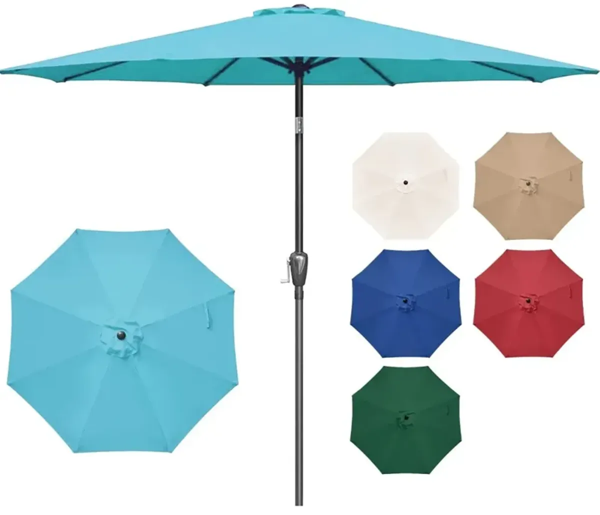 9' Turquoise Patio Umbrella with Tilt/Crank