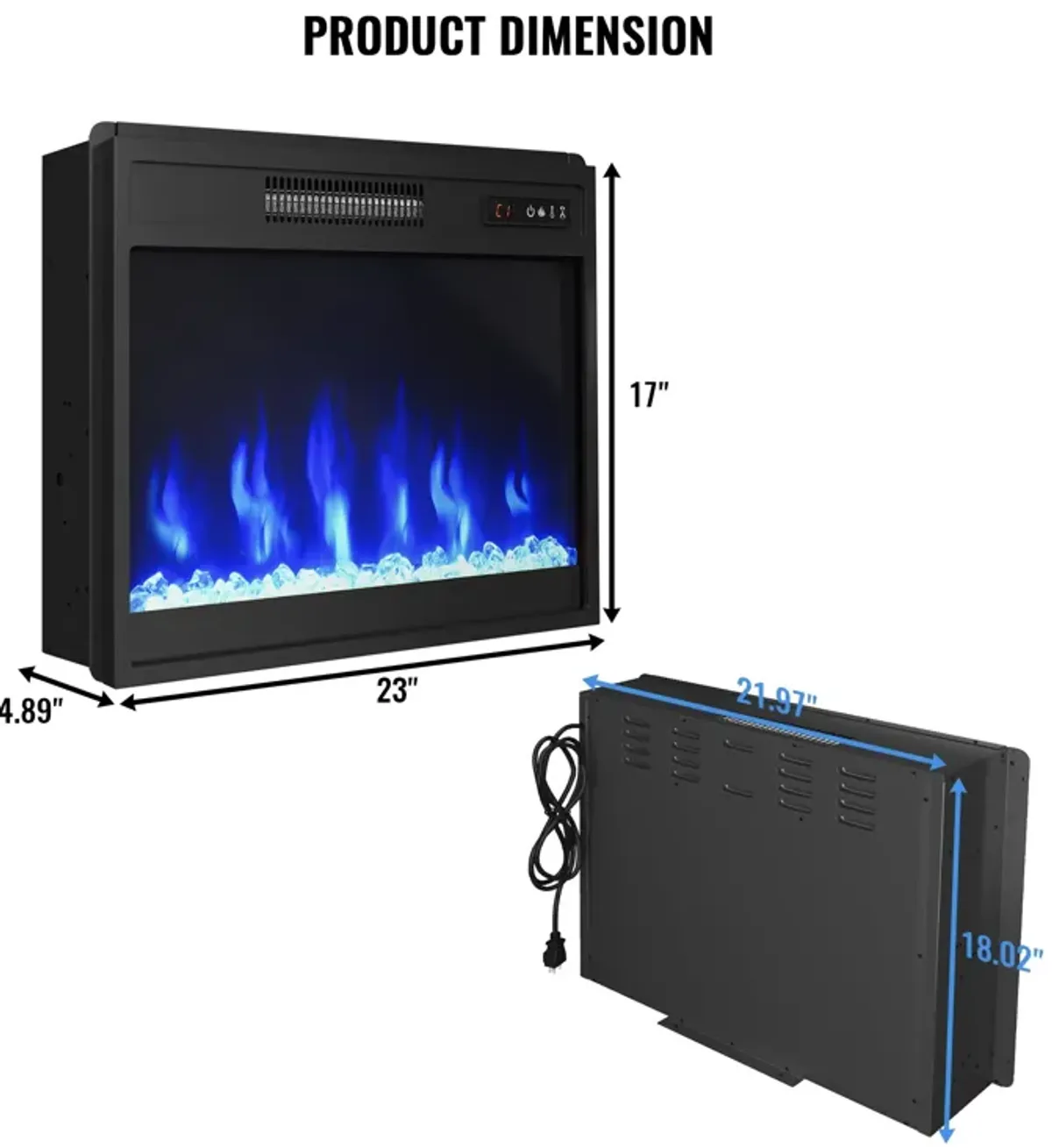 23 in. Direct Vent Electric Fireplace Insert with Remote Control