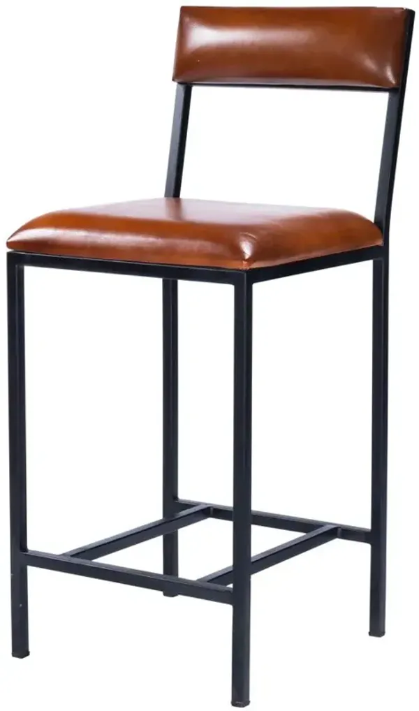 Butler Specialty Lazarus Leather & Metal 27 Counter Stool, Medium Brown