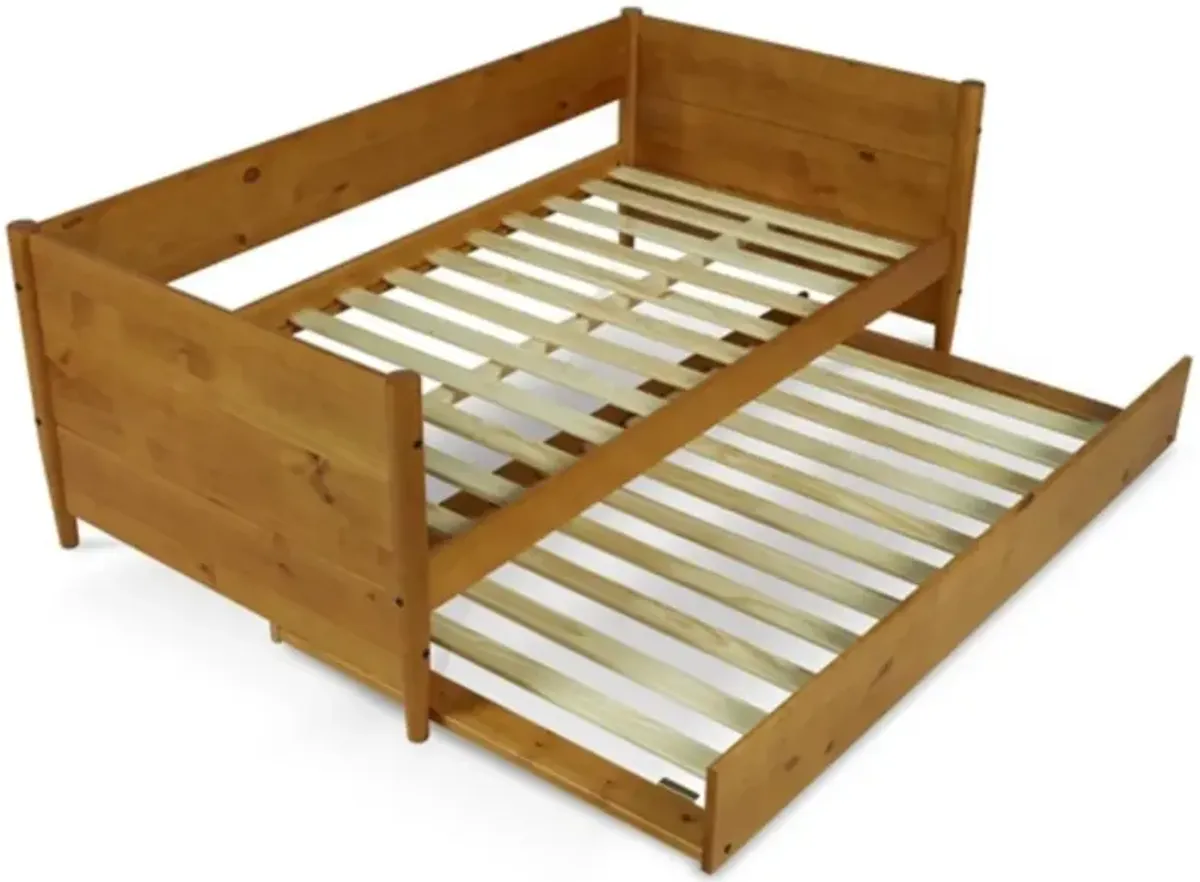 Solid Wood Daybed with Roll Out Trundle Bed Frame