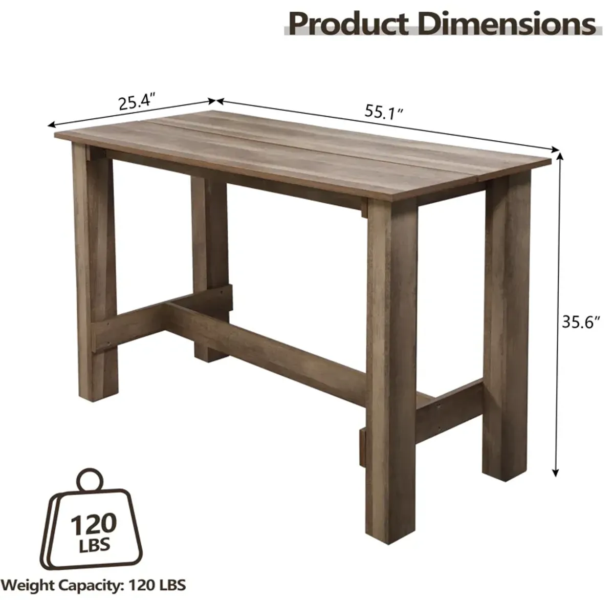 Jaxpety Rustic Counter Bar Table