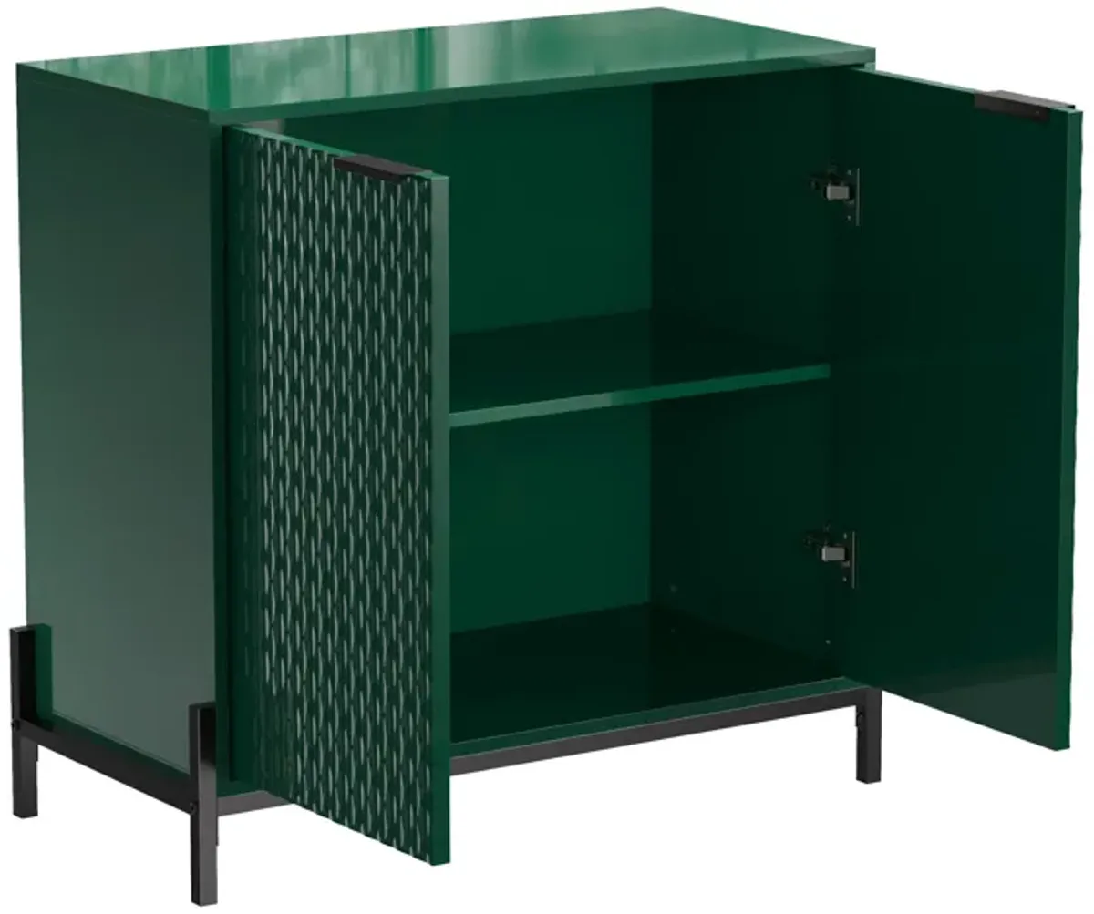 Elegant 2-Door Storage Cabinet with Adjustable Shelves and Geometric Design