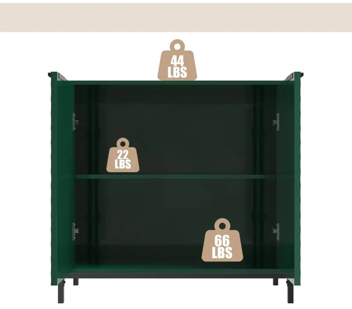 Elegant 2-Door Storage Cabinet with Adjustable Shelves and Geometric Design