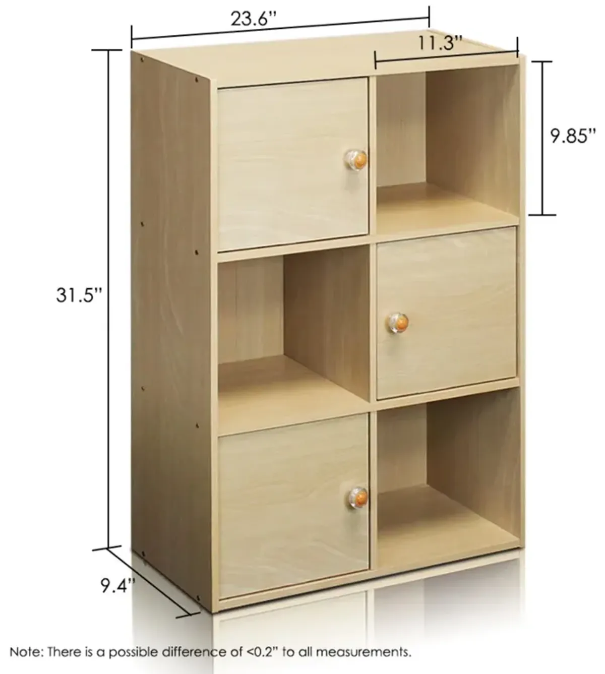 Pasir 3 Tier Shelf w/3 Door/Round Handle, Steam Beech