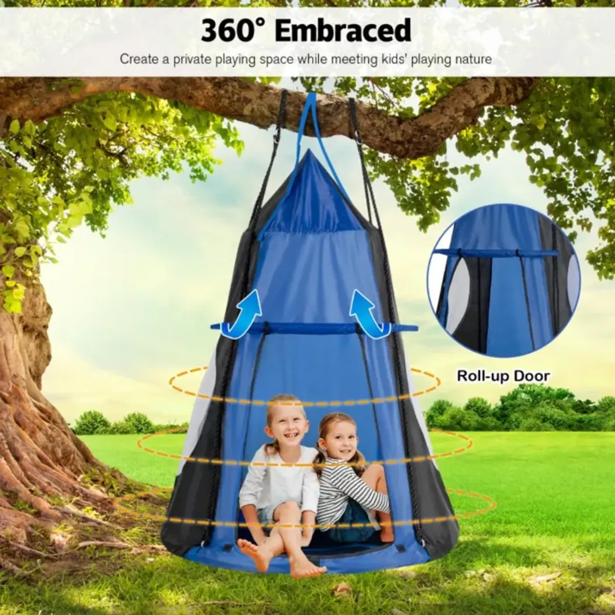 Hivvago 2-in-1 40 Inch Kids Hanging Chair Detachable Swing Tent