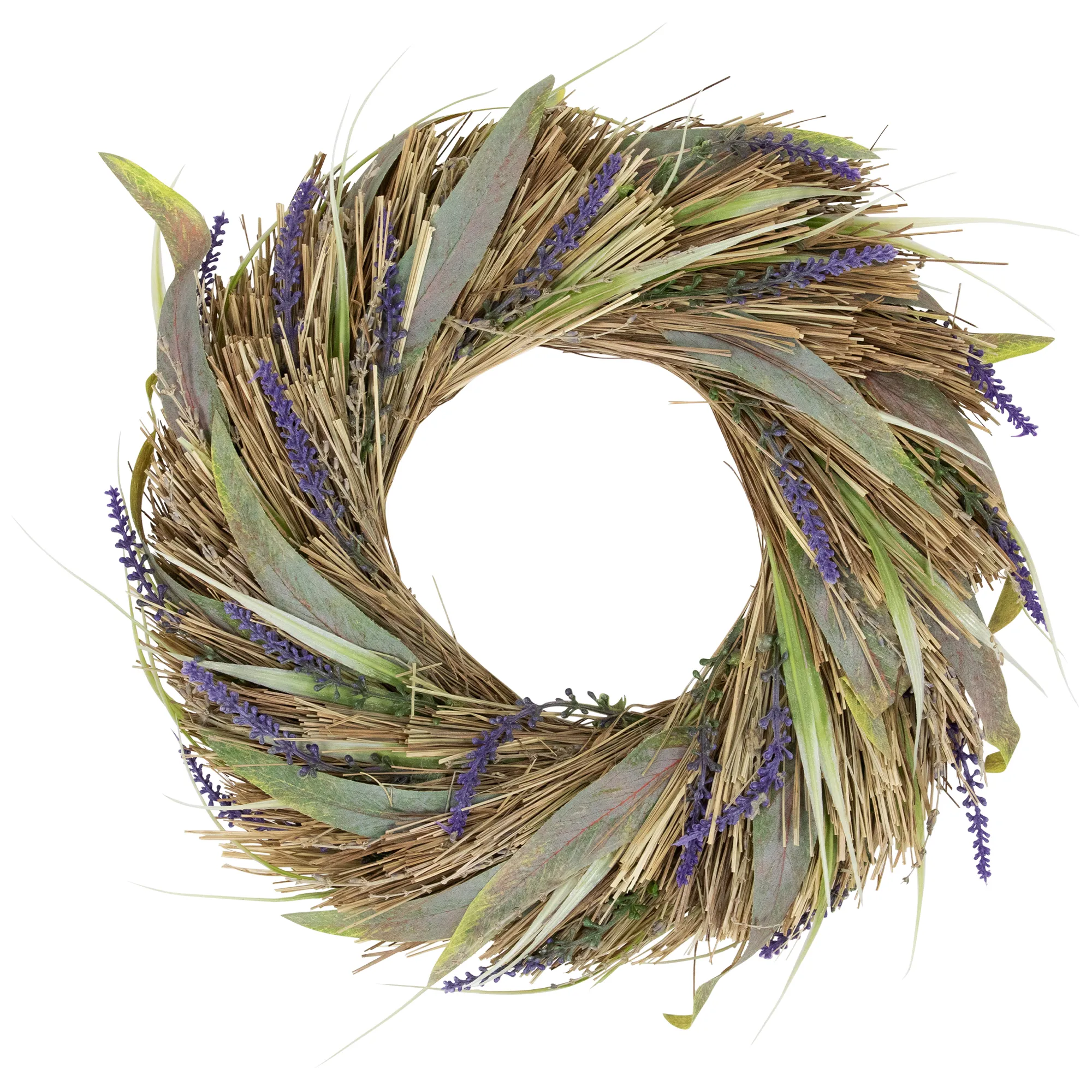 Artificial Grass and Lavender Spring Wreath - 14"