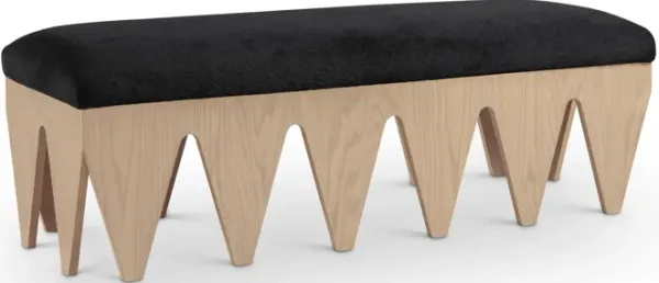 Meridian Furniture Altair Black Velour Fur Fabric Bench