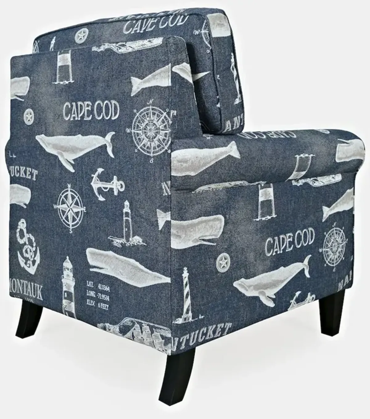 Jofran Seafarer Coastal Nantucket Cape Nautical Upholstered Accent Chair