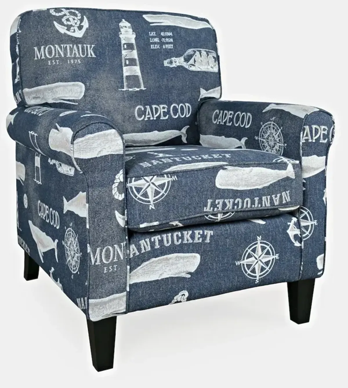 Jofran Seafarer Coastal Nantucket Cape Nautical Upholstered Accent Chair