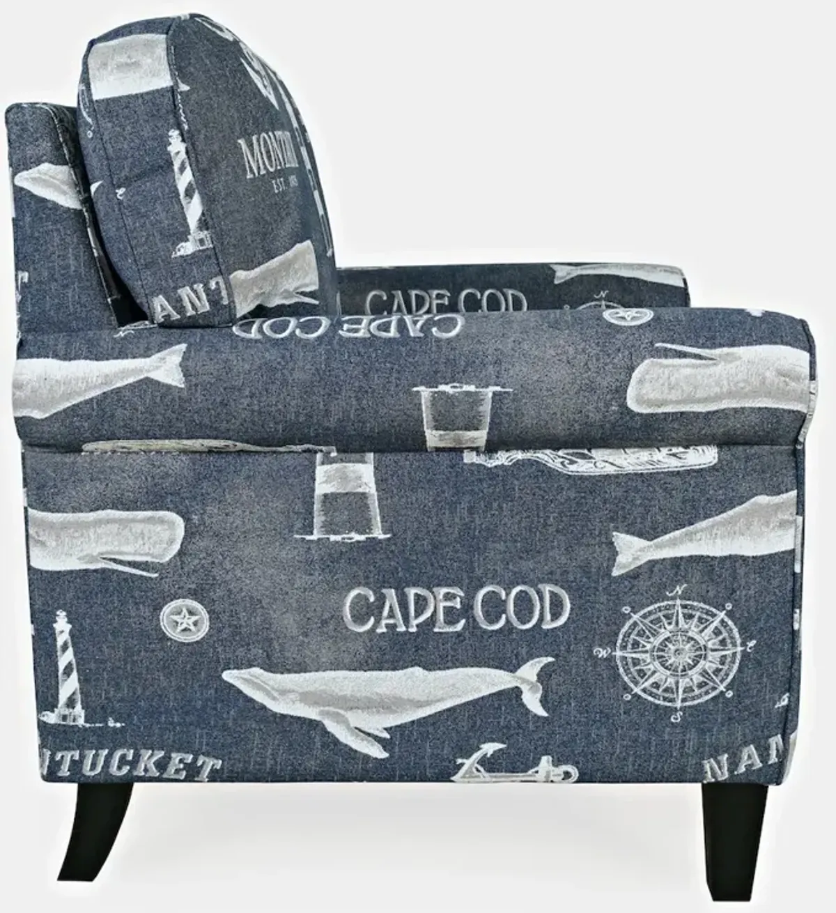 Jofran Seafarer Coastal Nantucket Cape Nautical Upholstered Accent Chair
