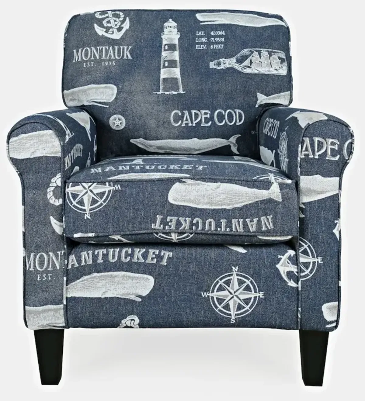 Jofran Seafarer Coastal Nantucket Cape Nautical Upholstered Accent Chair