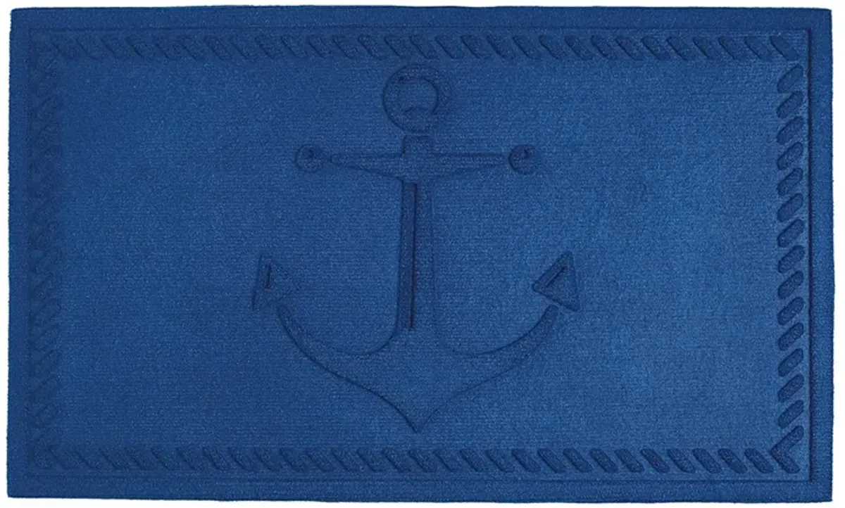 Royal Blue Anchor Designed Decorative Rectangular Hog Mat 18" x 30"