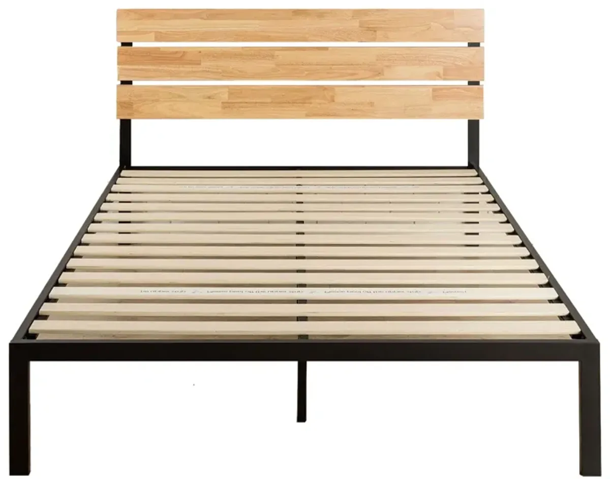 Hivvago Queen size Modern Wood and Metal Platform bed Frame with Headboard