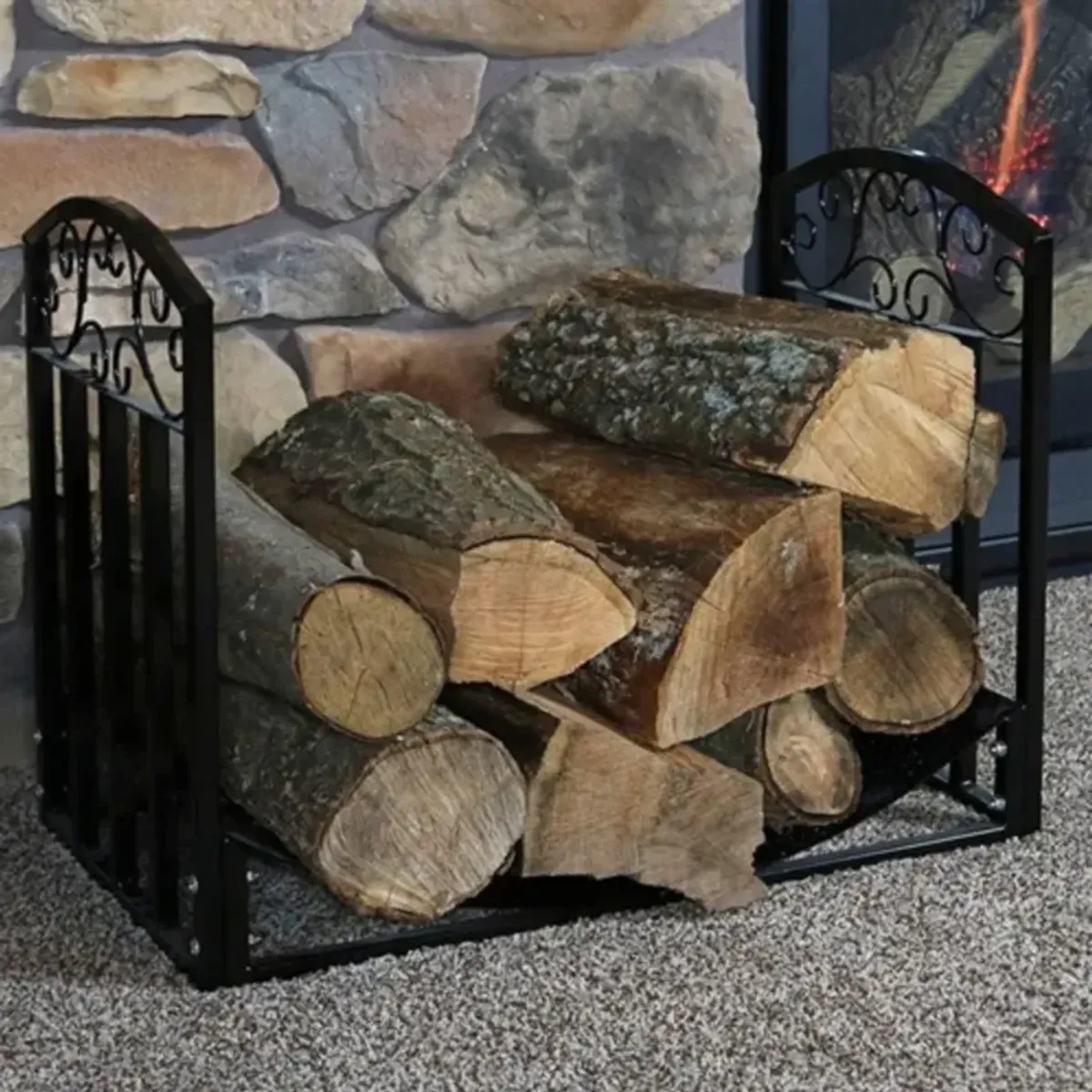 Heavy-Duty 2-Ft Firewood Storage Rack – Weather-Resistant Metal Log Holder for Home & Patio