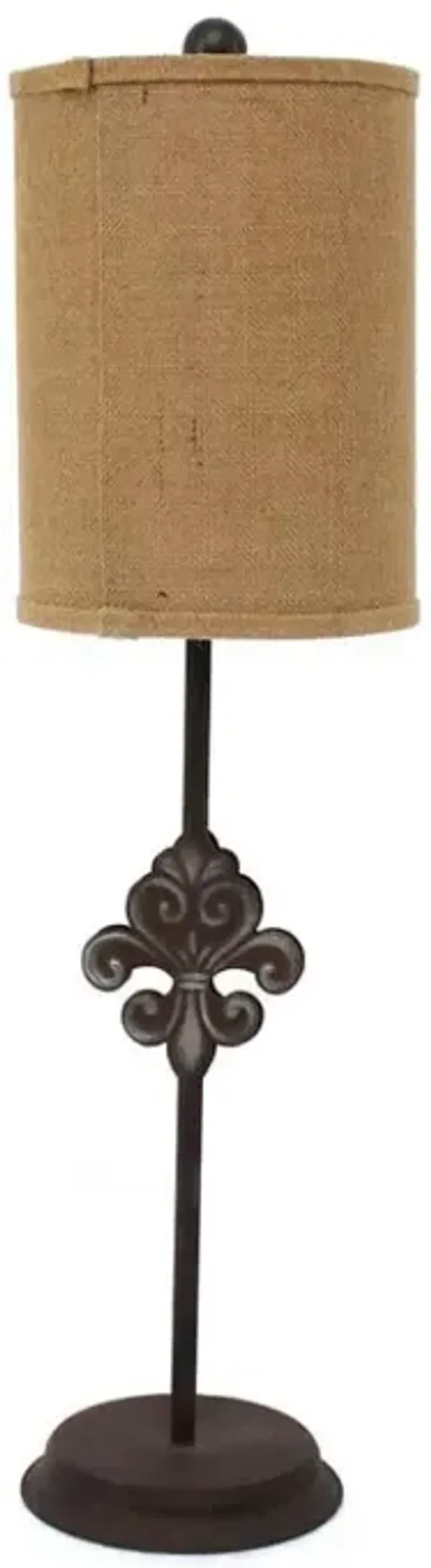 Hivvago 31" Black Fleur de Lis Metal Table Lamp With Natural Burlap Shade