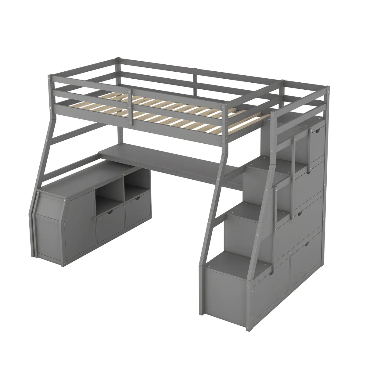 Merax Loft Bed with 7 Drawers and Desk