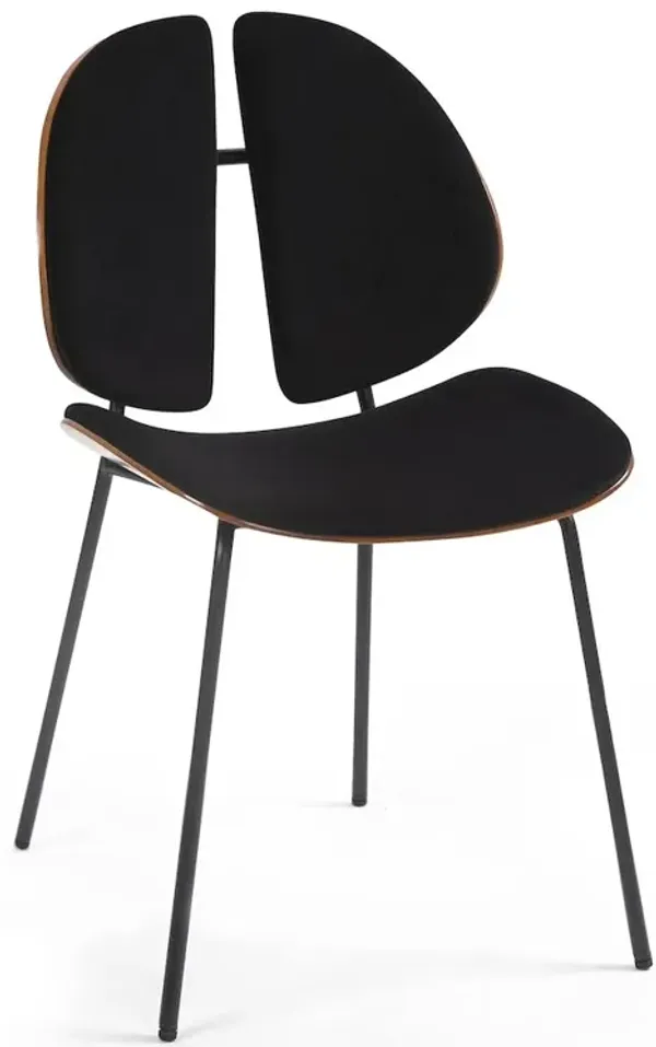 Glamour Home Set of 2 Beau Black Microfiber Fabric Dining Chair with Iron Legs