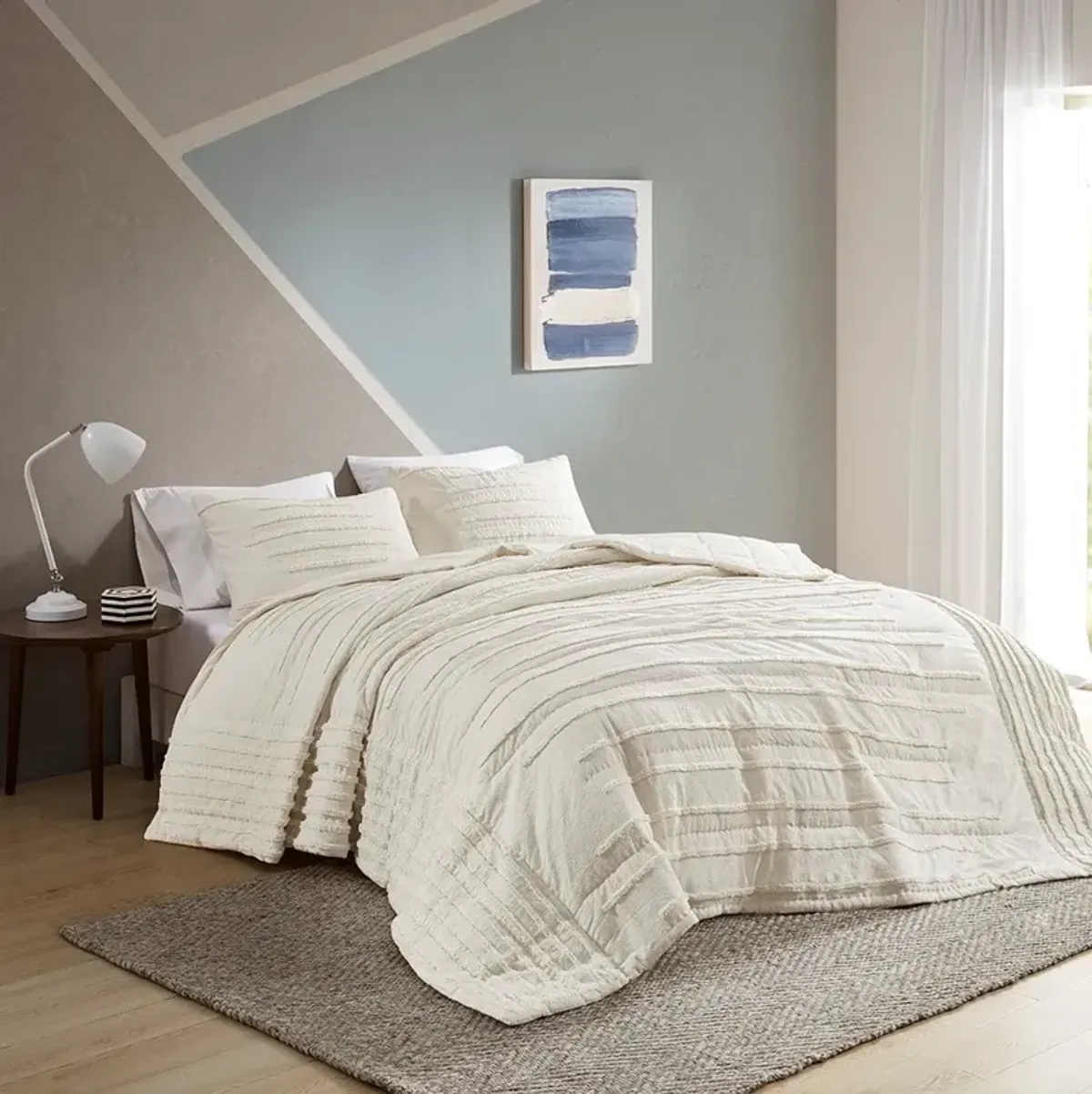 Gracie Mills Sotelo Modern Chenille Trimmed Cotton Quilt Set