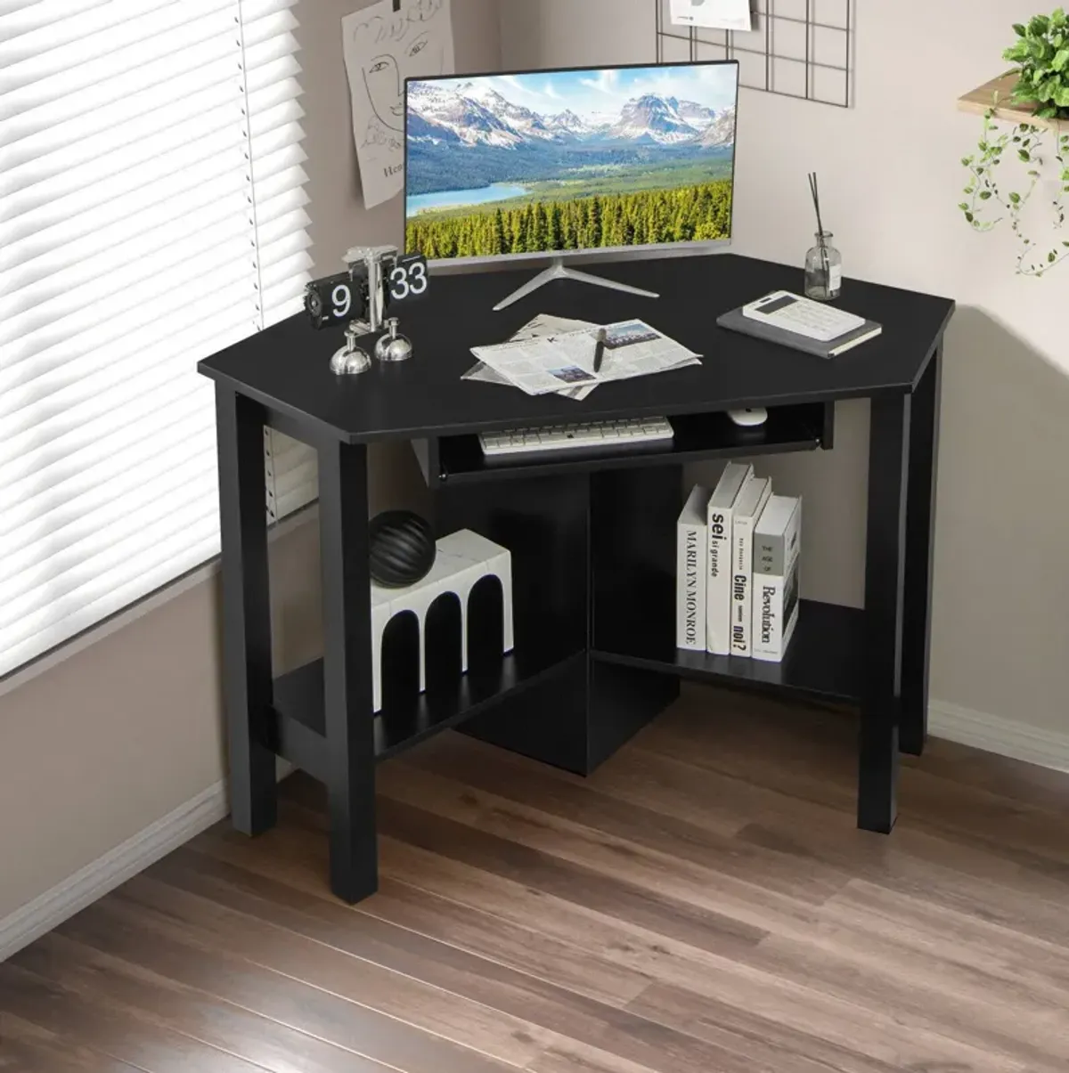 Wooden Study Computer Corner Desk with Drawer