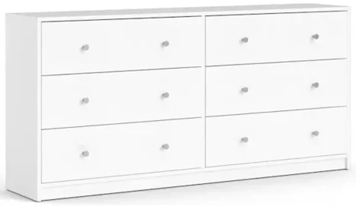 Tvilum Portland 6 Drawer Double Dresser, White