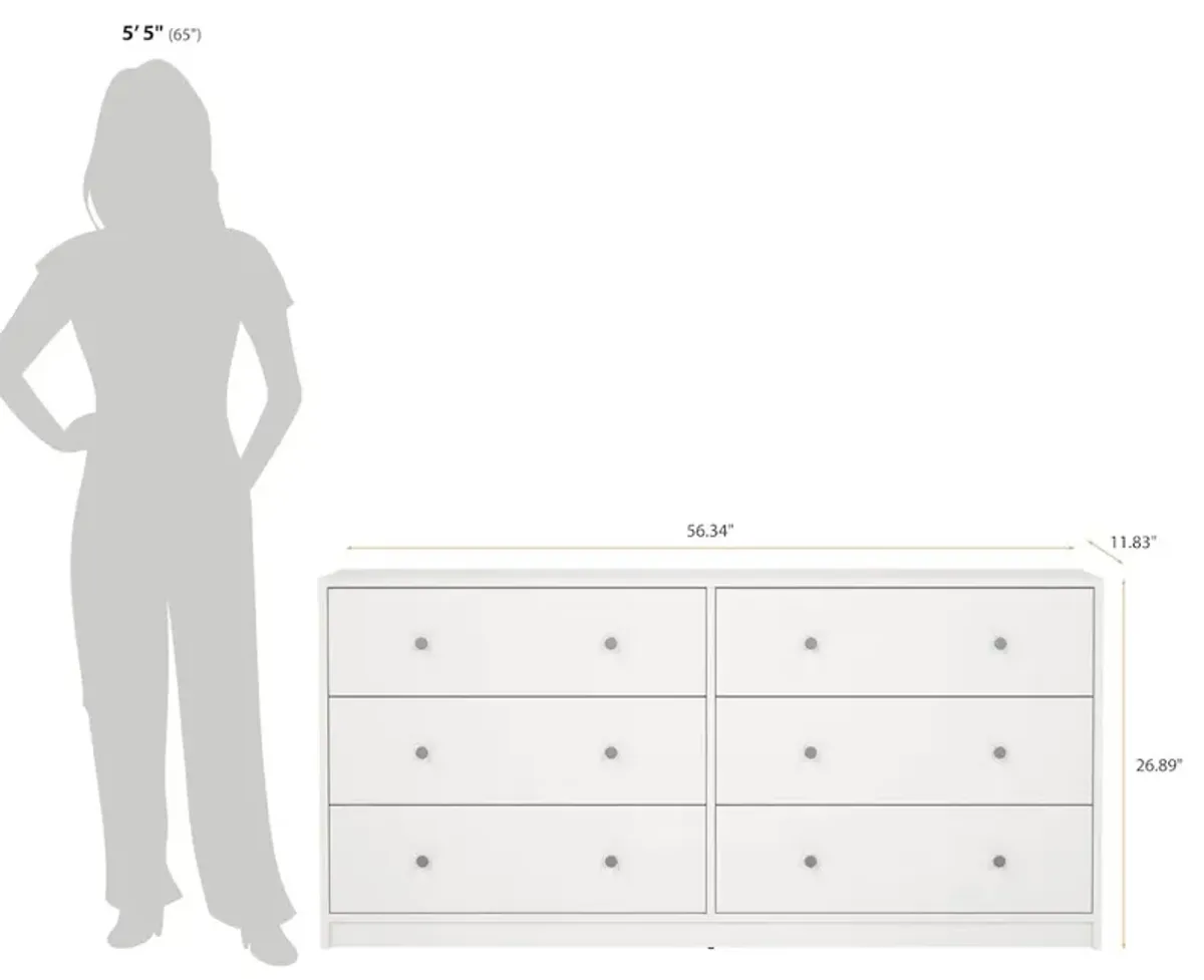 Tvilum Portland 6 Drawer Double Dresser, White