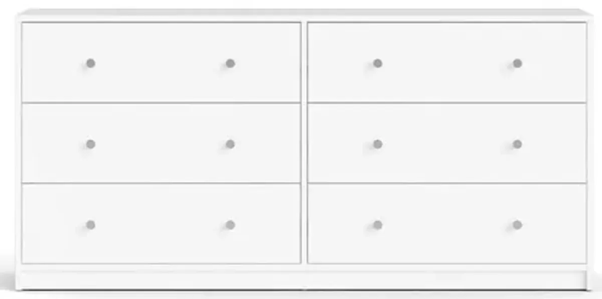 Tvilum Portland 6 Drawer Double Dresser, White