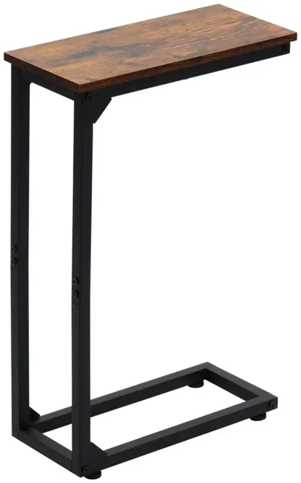 DALEMHOME C Shaped End Table, Couch Side Table for Small Spaces, Slide Under Sofa TV Tray Snack Arm Table for Living Room, Bedro