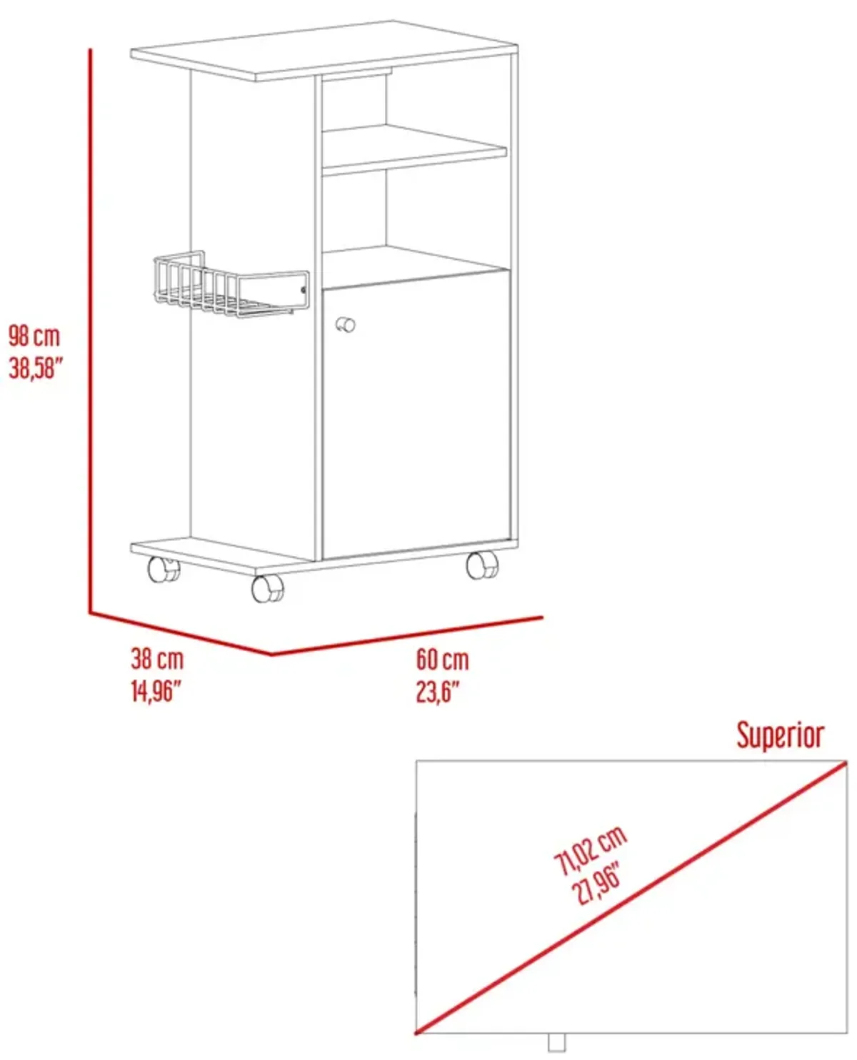 Nepenthe 1-Shelf Kitchen Cart With Caster White