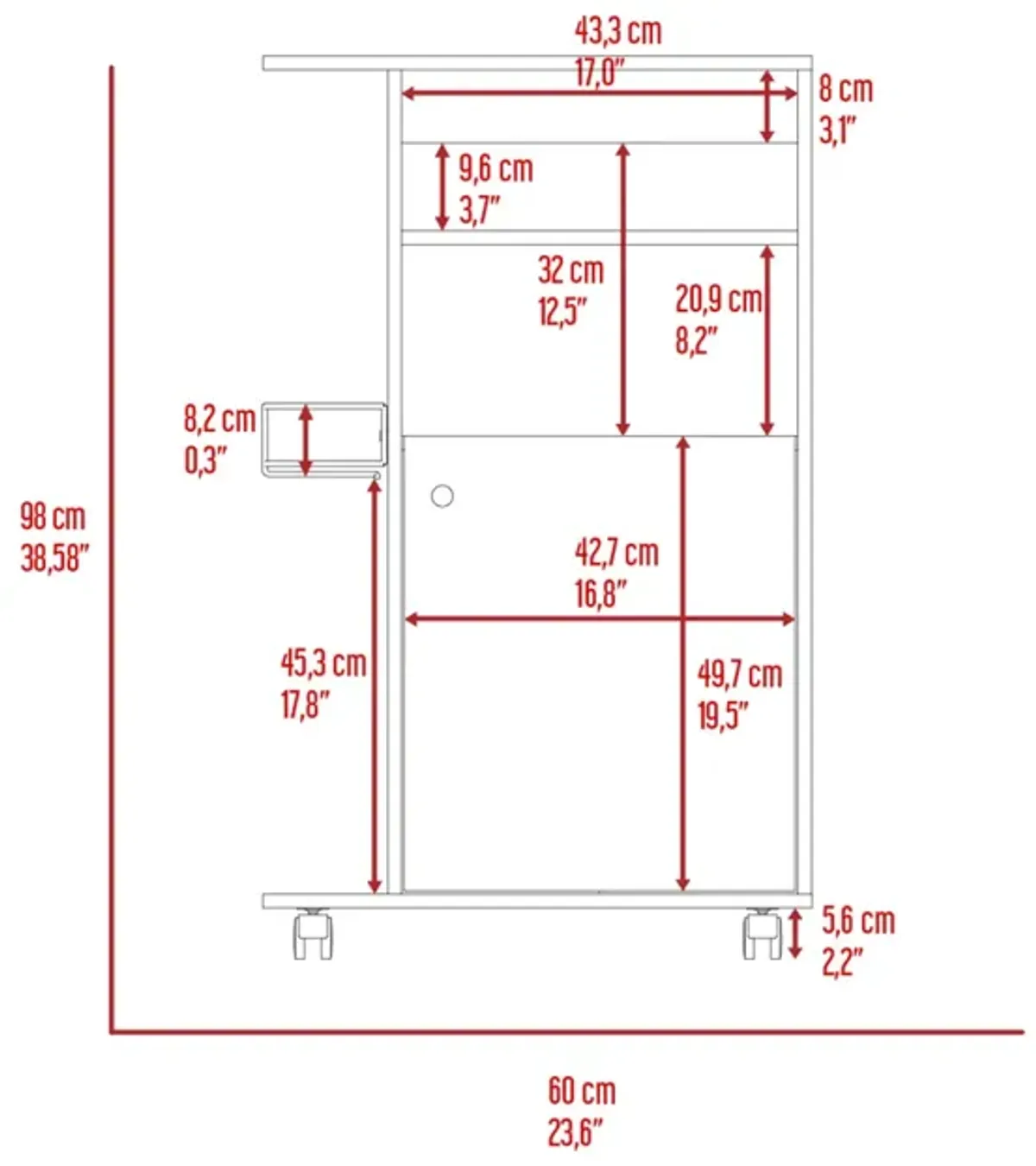 Nepenthe 1-Shelf Kitchen Cart With Caster White